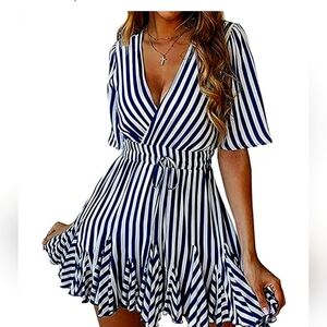 🌟☀️ Woman's stripped ruffle hem dress ☀️🌟